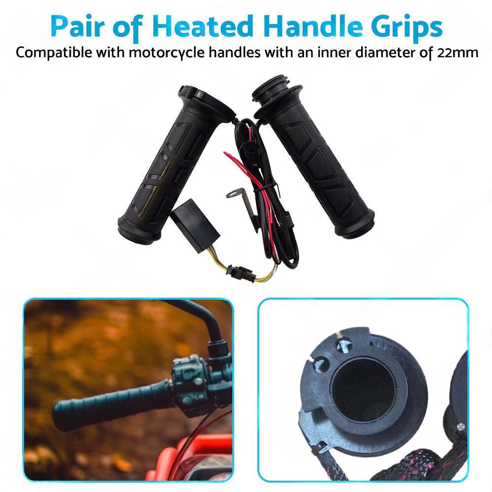 12V Motorcycle Heated Hand Rubber Grips Suitable for 22mm Handlebar