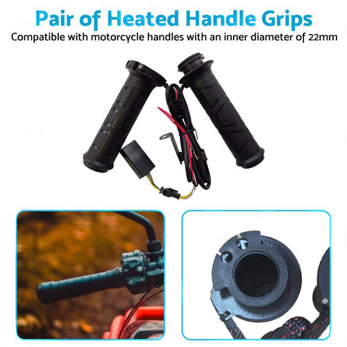 12V Motorcycle Heated Hand Rubber Grips Suitable for 22mm Handlebar