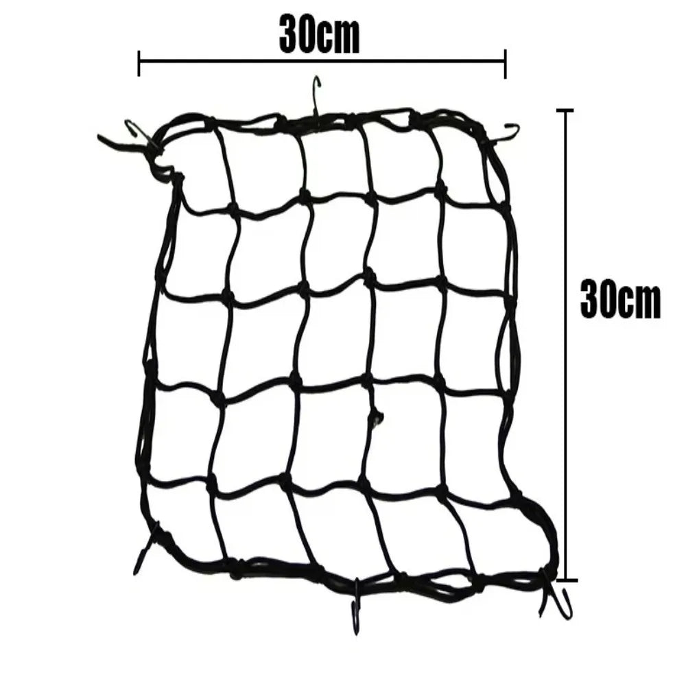 Rete Elastica Porta Casco e Bagagli per Moto e Bici con 6 Ganci Anti-Graffio (30x30 cm / 40x40 cm)