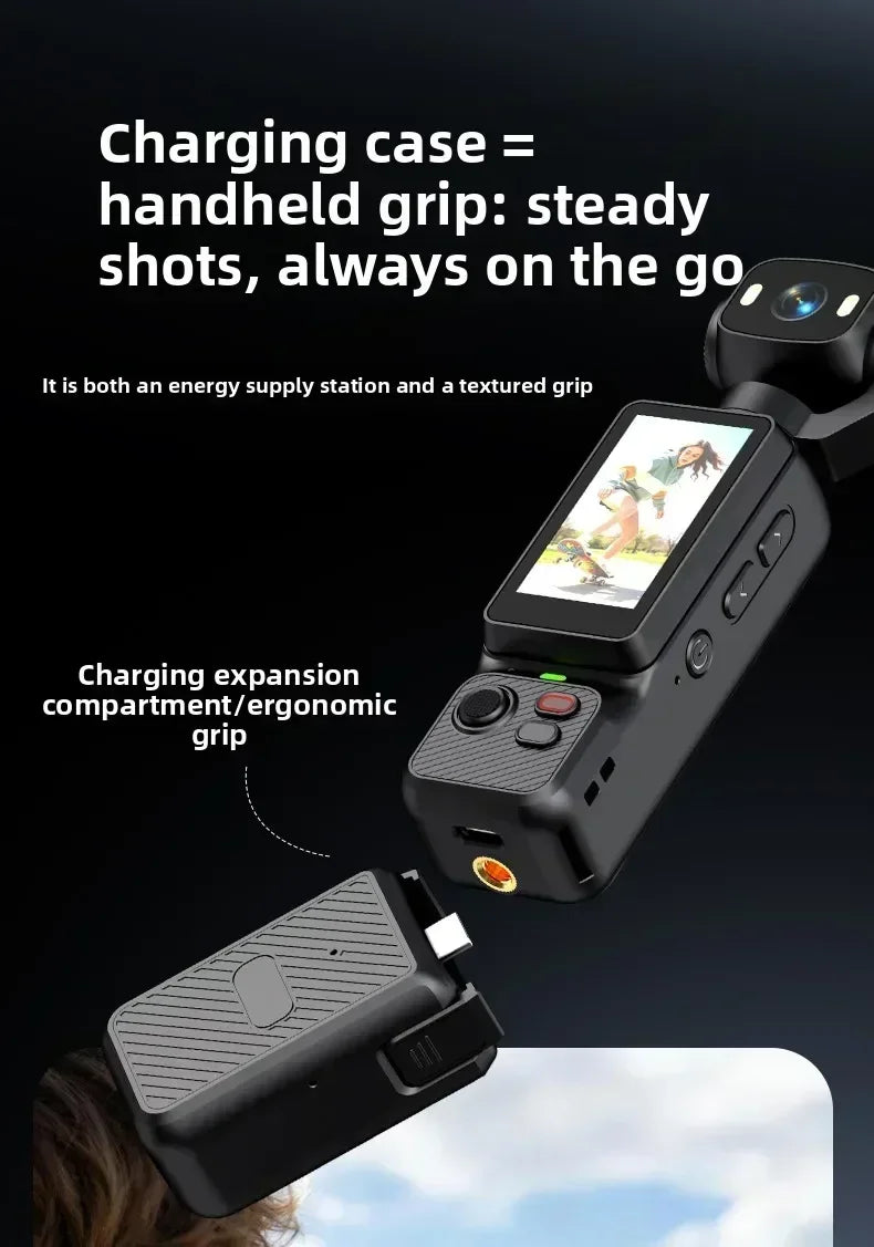Nuova Action Camera 4K Portatile con Gimbal, Lente Rotante a 180°, Anti-Vibrazione, Fotocamera Tascabile per Vlog con Luce di Riempimento per Sport all'Aperto