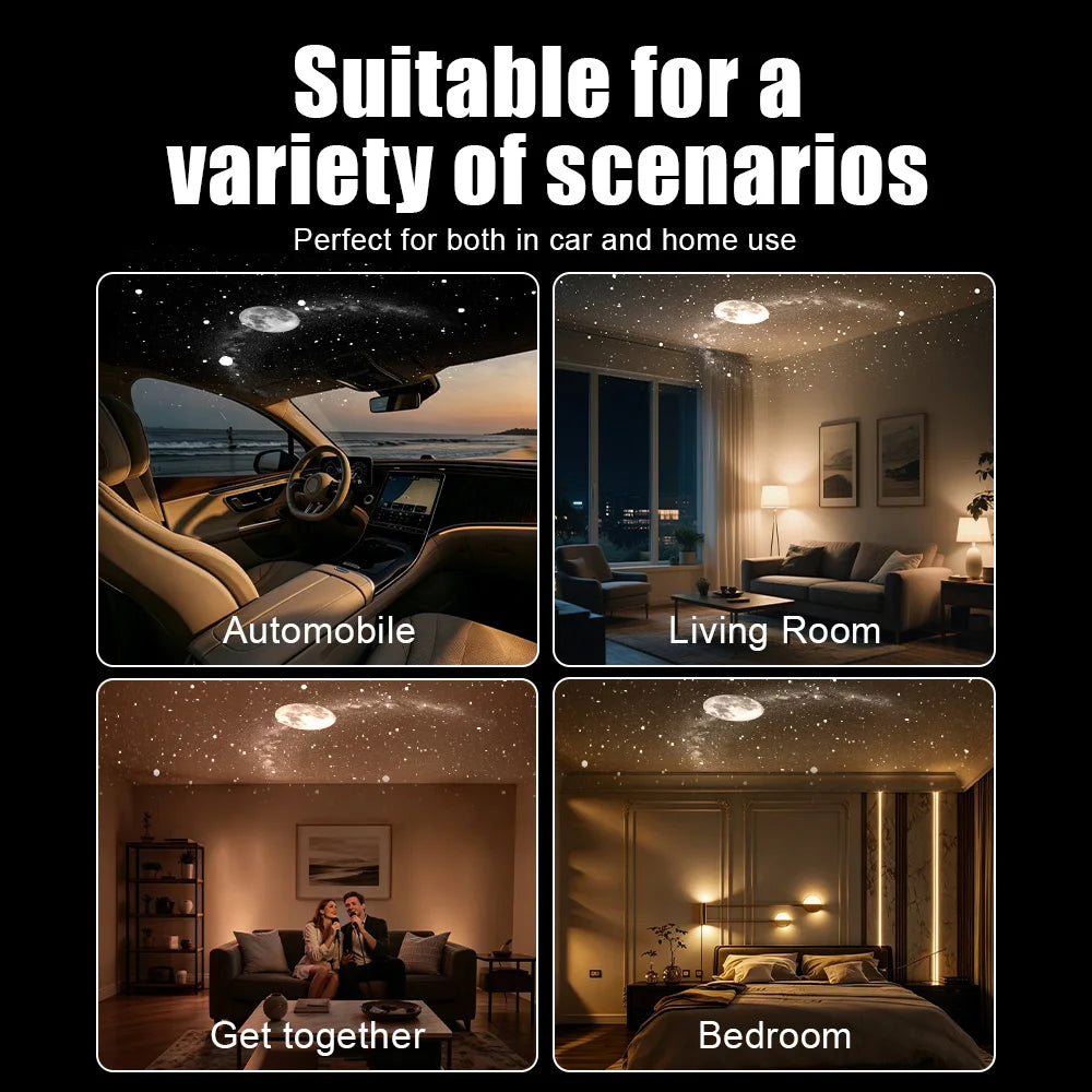 Luce Proiettore USB Effetto Cielo Stellato per Interni Auto, Casa, Camera da Letto, Luce Notturna, Luce Atmosfera Galassia Romantica