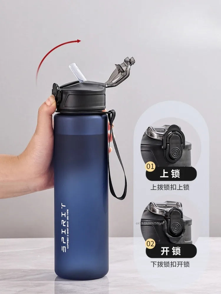 Borraccia Sportiva 750 ml con Cannuccia e Indicatore del Tempo – Palestra, Viaggi, Sport