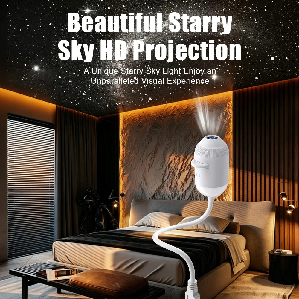 Luce Proiettore USB Effetto Cielo Stellato per Interni Auto, Casa, Camera da Letto, Luce Notturna, Luce Atmosfera Galassia Romantica