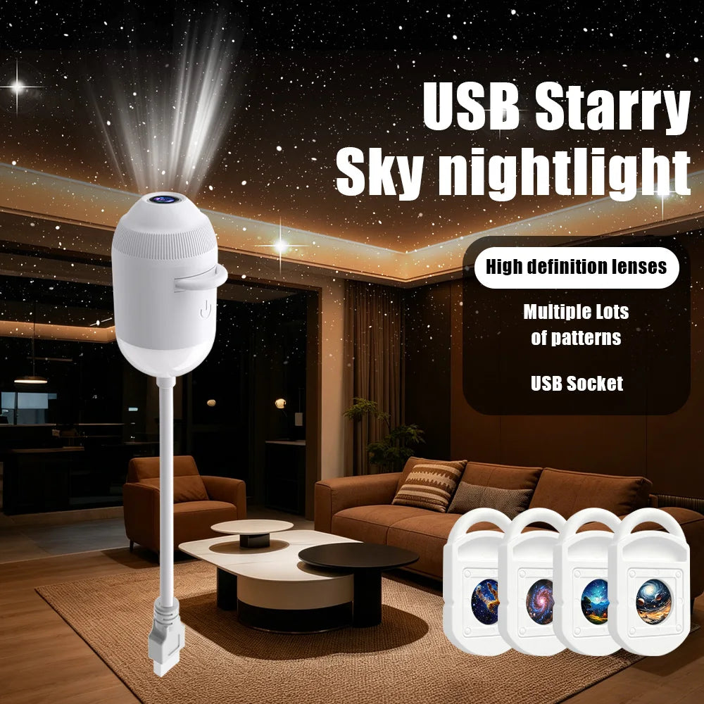 Luce Proiettore USB Effetto Cielo Stellato per Interni Auto, Casa, Camera da Letto, Luce Notturna, Luce Atmosfera Galassia Romantica