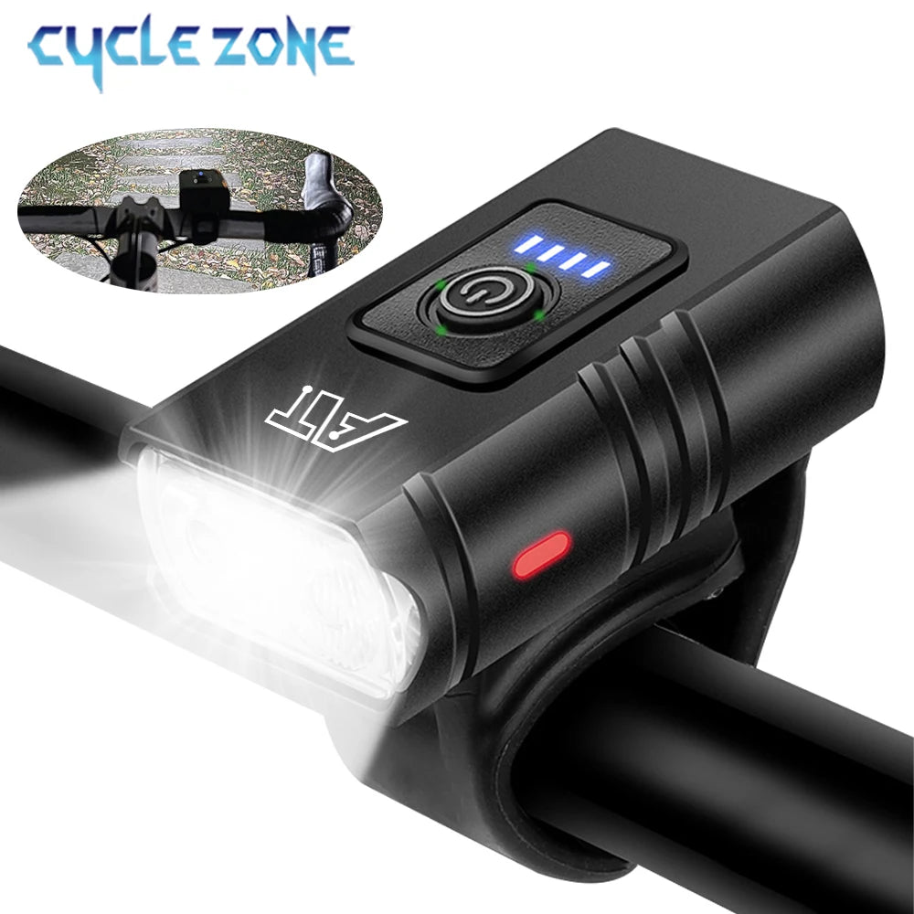 Luce Anteriore per Bicicletta LED T6 Ricaricabile Type-C - Faro Impermeabile con 6 Modalità di Illuminazione