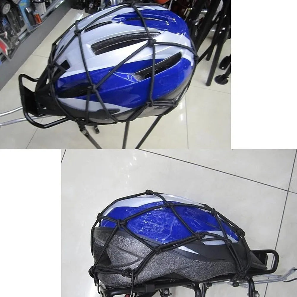 Rete Elastica Porta Casco e Bagagli per Moto e Bici con 6 Ganci Anti-Graffio (30x30 cm / 40x40 cm)