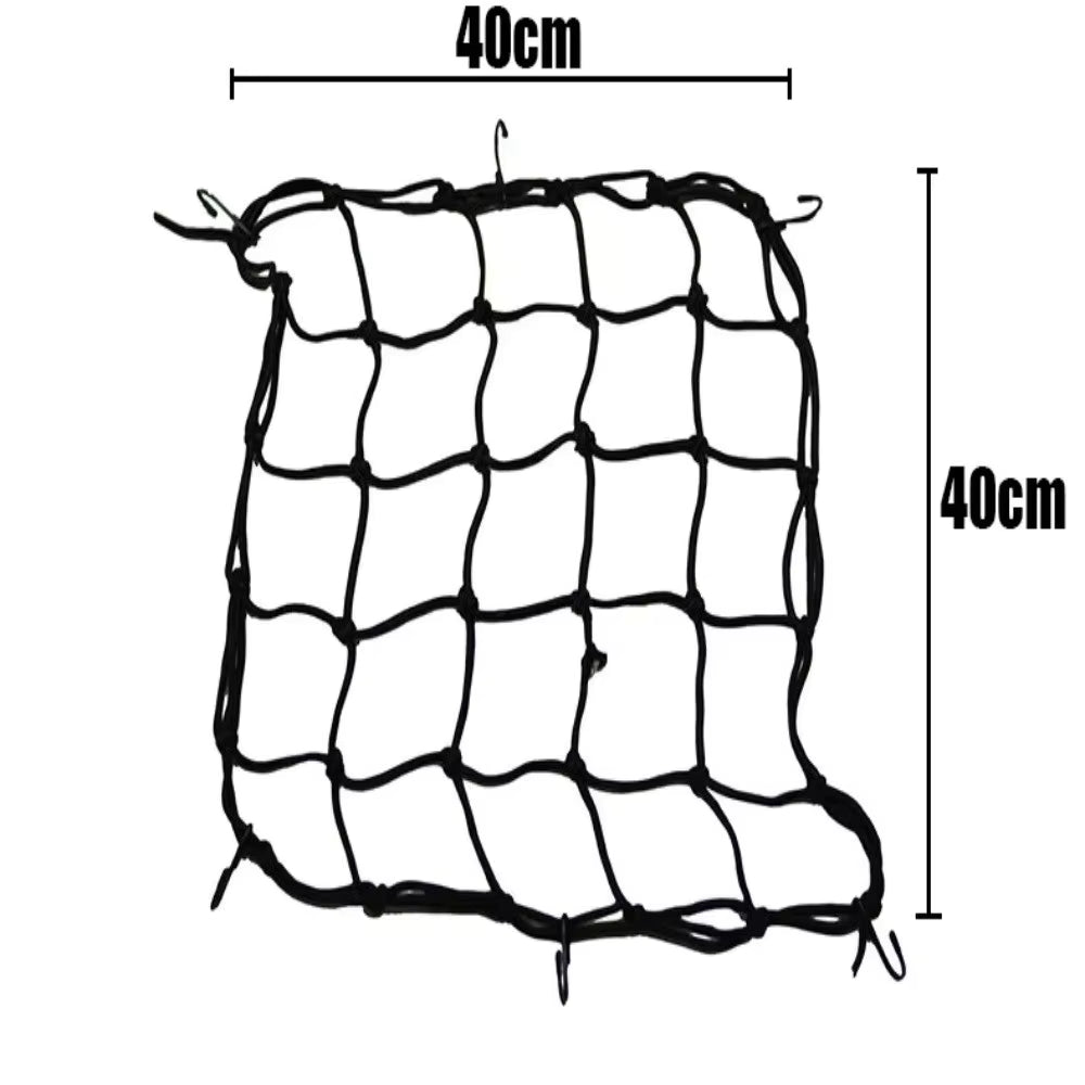 Rete Elastica Porta Casco e Bagagli per Moto e Bici con 6 Ganci Anti-Graffio (30x30 cm / 40x40 cm)