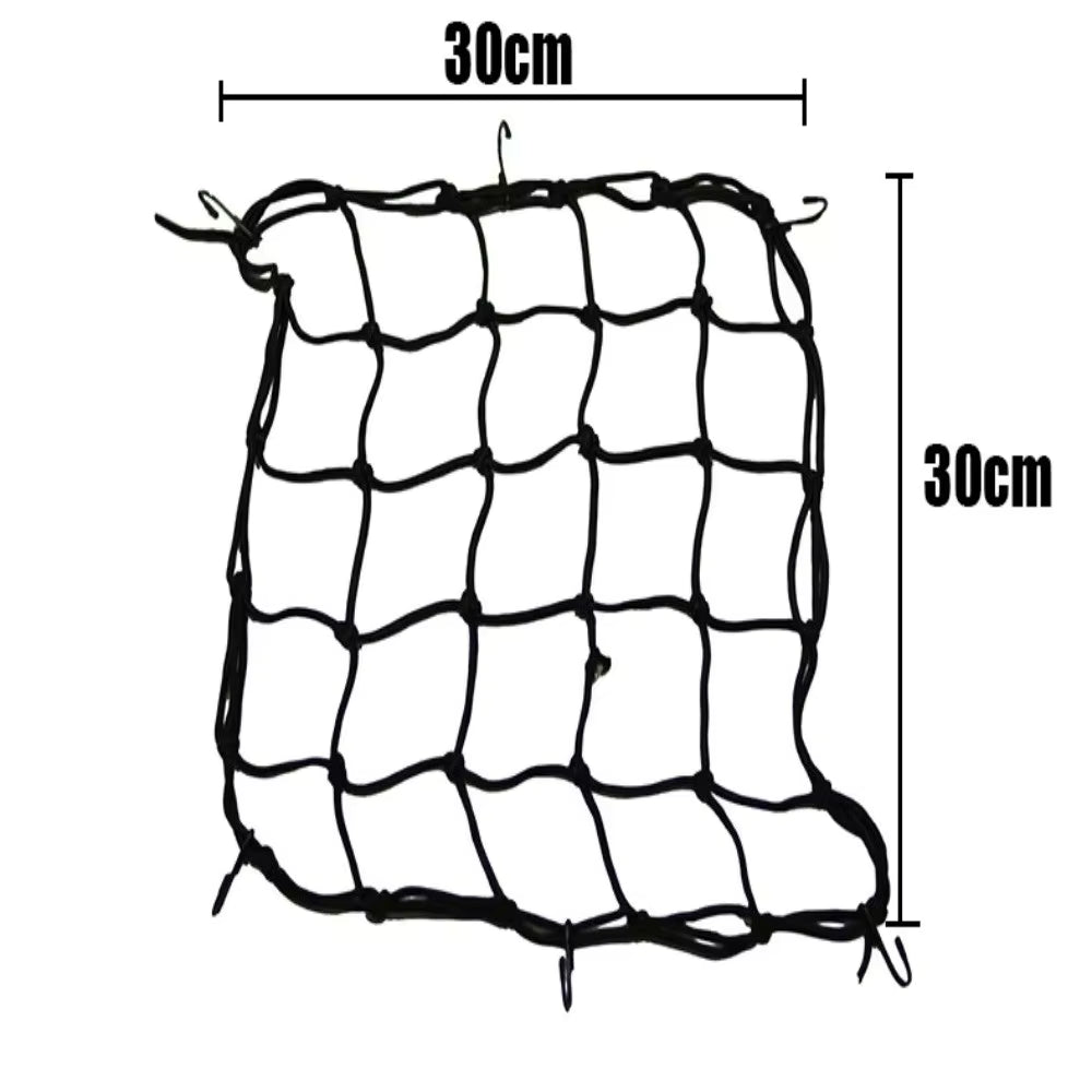 Rete Elastica Porta Casco e Bagagli per Moto e Bici con 6 Ganci Anti-Graffio (30x30 cm / 40x40 cm)