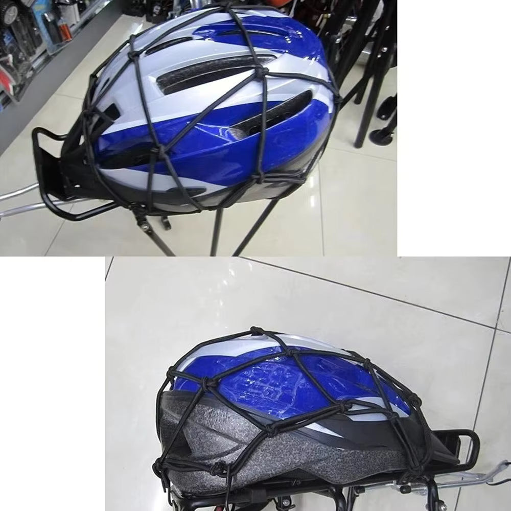 Rete Elastica Porta Casco e Bagagli per Moto e Bici con 6 Ganci Anti-Graffio (30x30 cm / 40x40 cm)