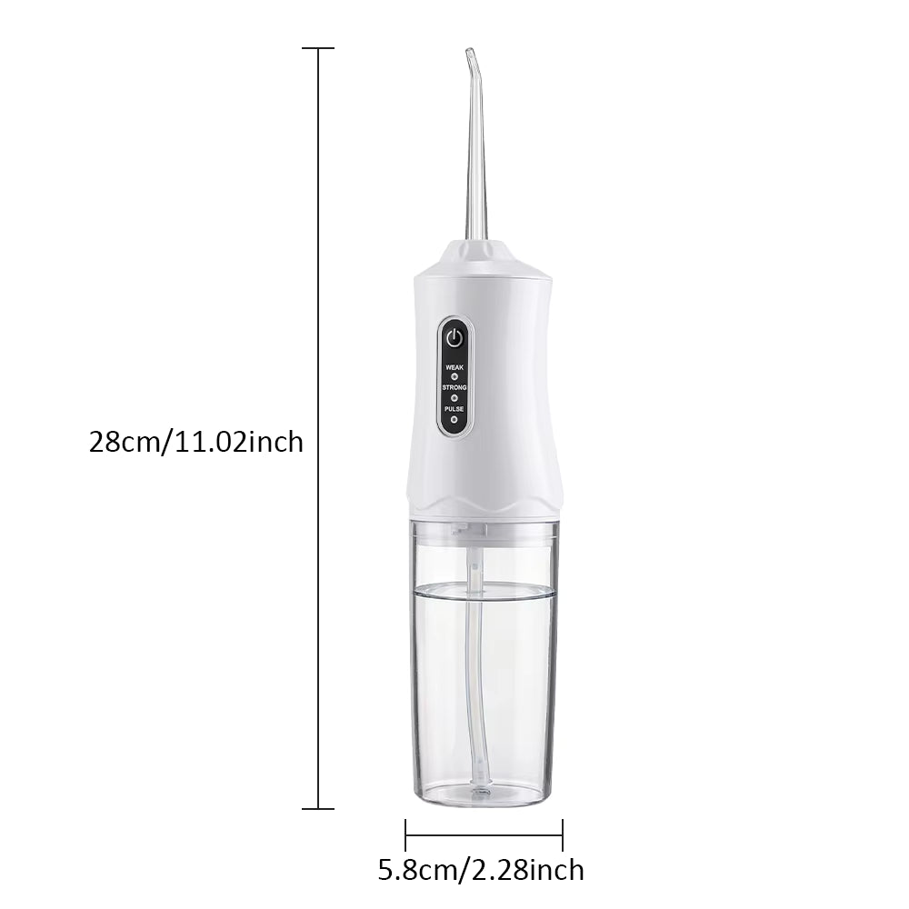 Idropulsore Dentale Portatile con 3 Modalità e 4 Ugelli - Idropulitore per Pulizia e Sbiancamento Denti
