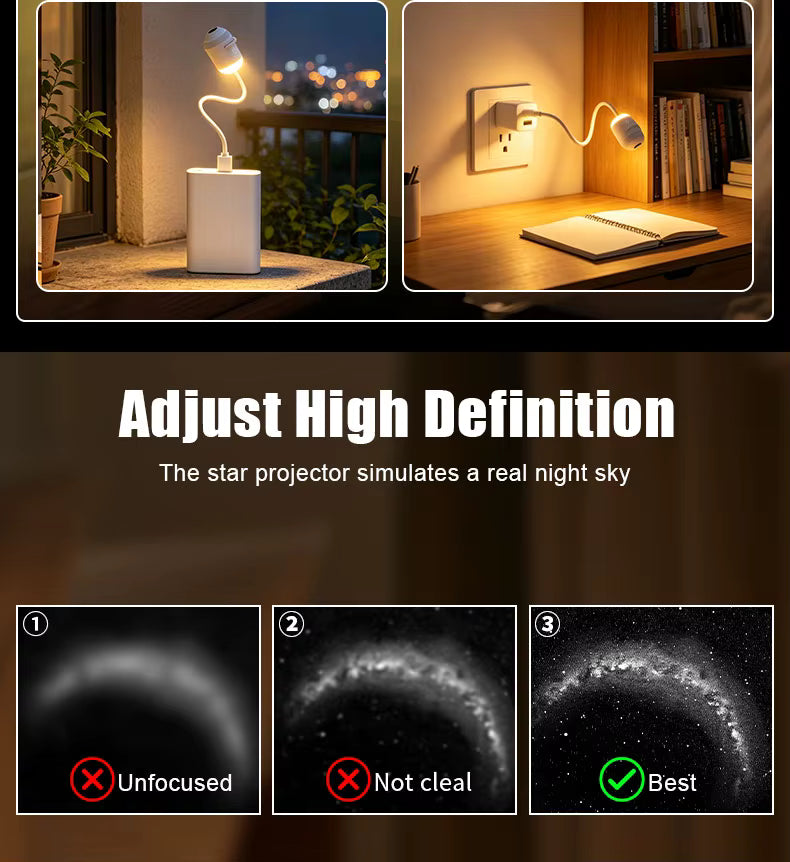 Luce Proiettore USB Effetto Cielo Stellato per Interni Auto, Casa, Camera da Letto, Luce Notturna, Luce Atmosfera Galassia Romantica