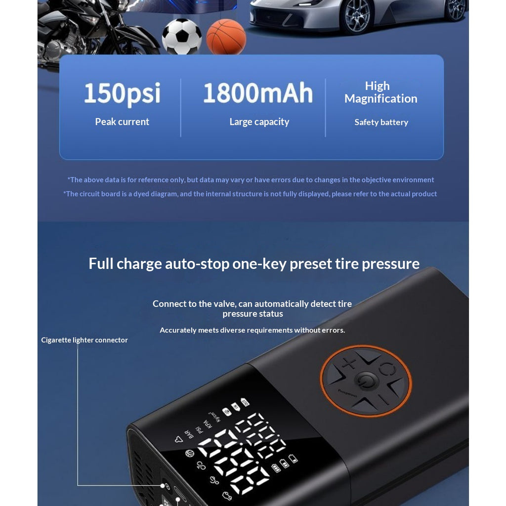 Pompa elettrica portatile, compressore d'aria con display digitale wireless